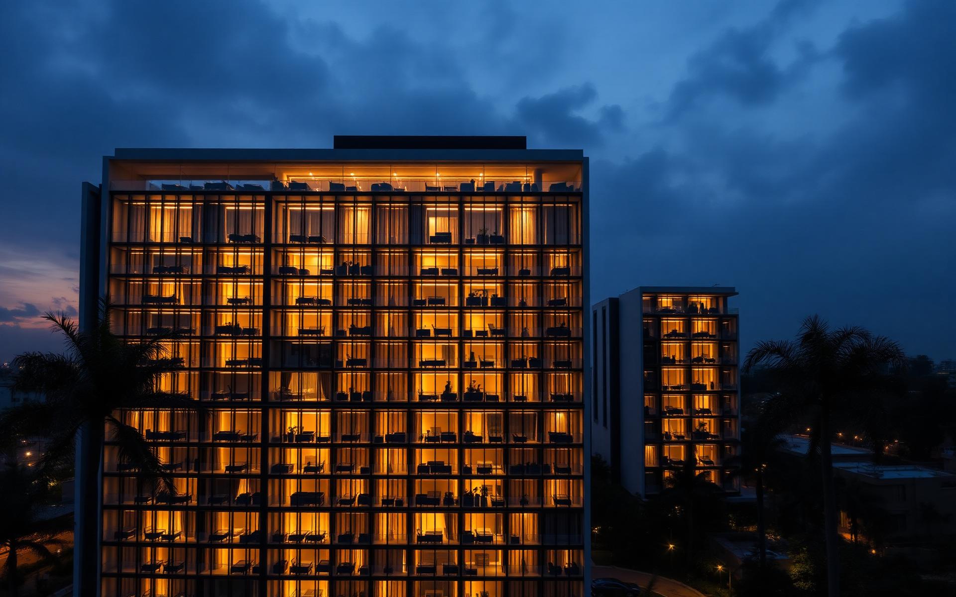 Peridot luxury residential tower at dusk in Lagos